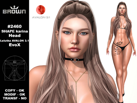 Second Life Marketplace - 2460 SHAPE karina Head Lelutka AVALON 3.1